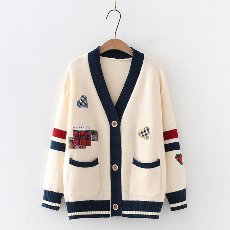 Áo Len Cardigan Hotrend Kẻ Vạch Tay Họa Tiết Đẹp