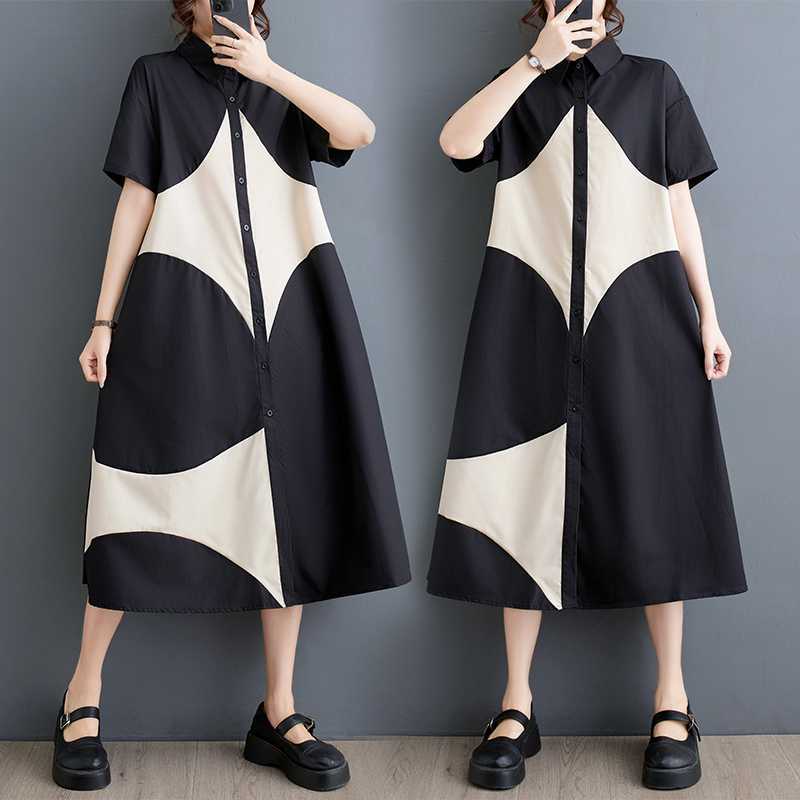 Váy Đầm Cổ Đức Họa Tiết Kiểu Dáng Rộng