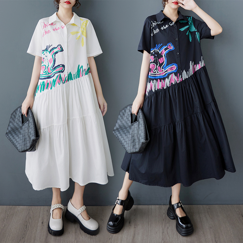 Váy Đầm Thiết Kế Vải Cotton In Ve Áo FUN Series