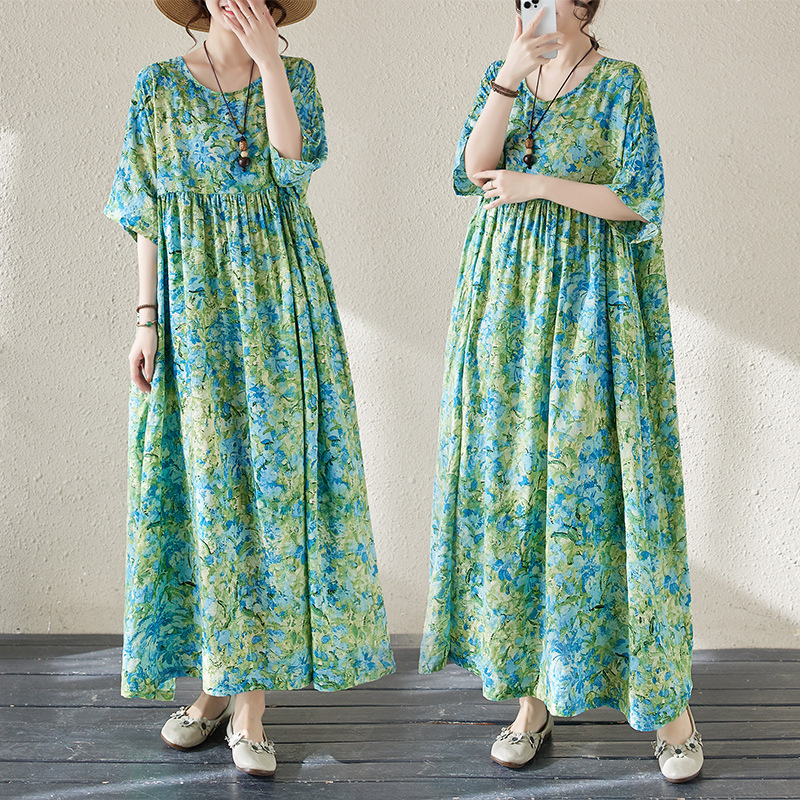 Váy Dài Cổ V Hoa Nhẹ Nhàng Nữ Tính