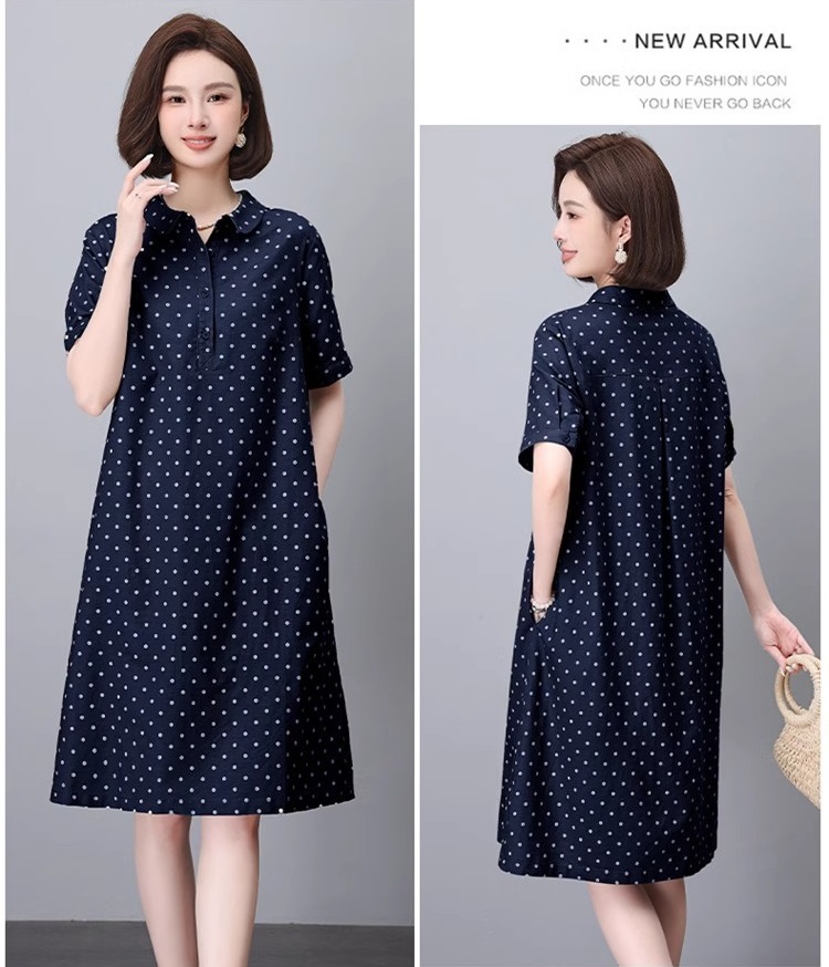 Váy Suông Chấm Bi Cổ Sơ Mi
