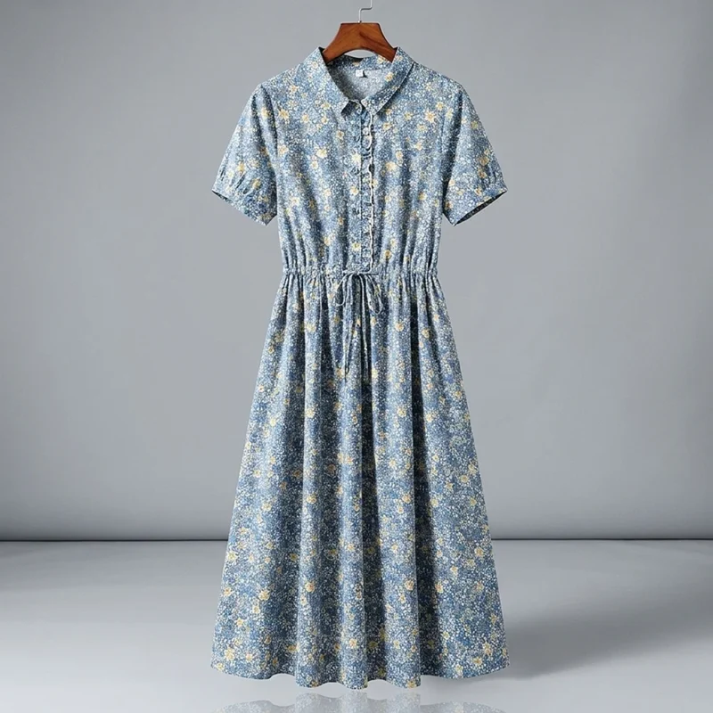 Váy Cotton Dáng Dài Hoa Nhí Phong Cách Pháp