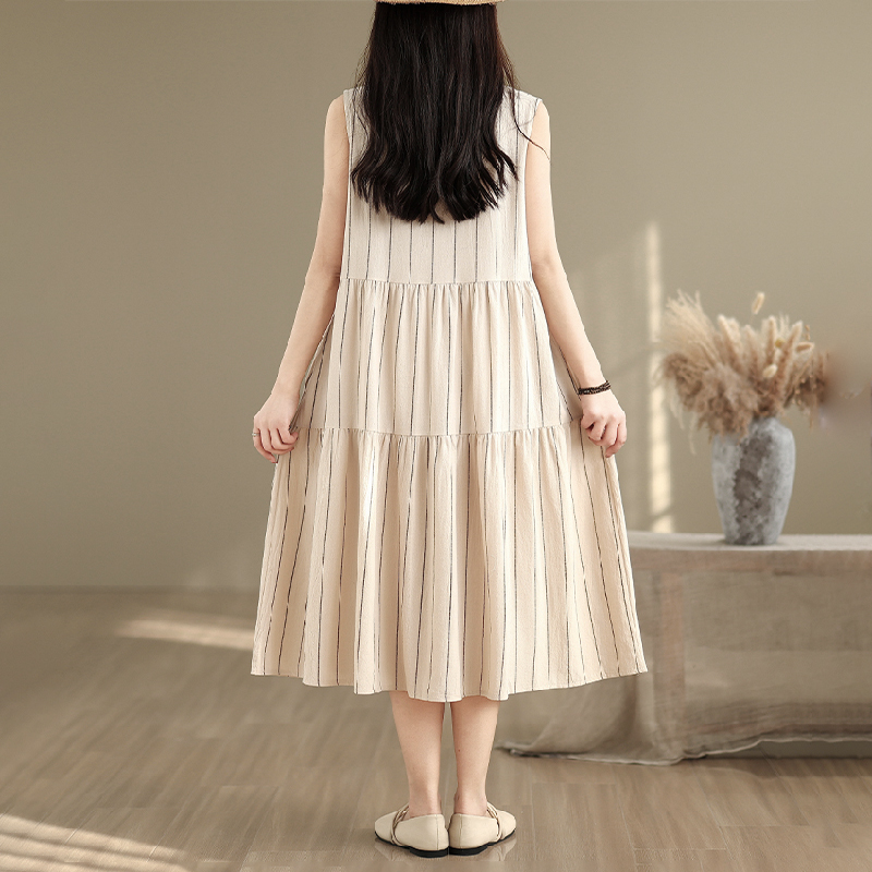 Váy Suông Kẻ Sọc Cotton Lanh Mùa Hè