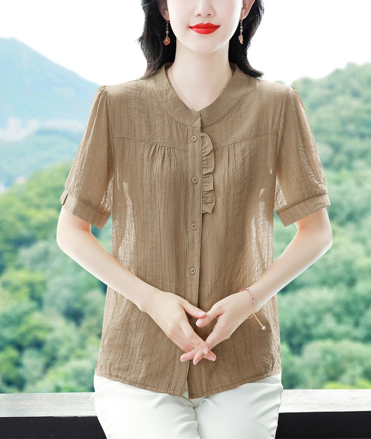 Áo Sơ Mi Nữ Tay Ngắn Vải Cotton Lanh Cao Cấp – Mẫu Mới 2025