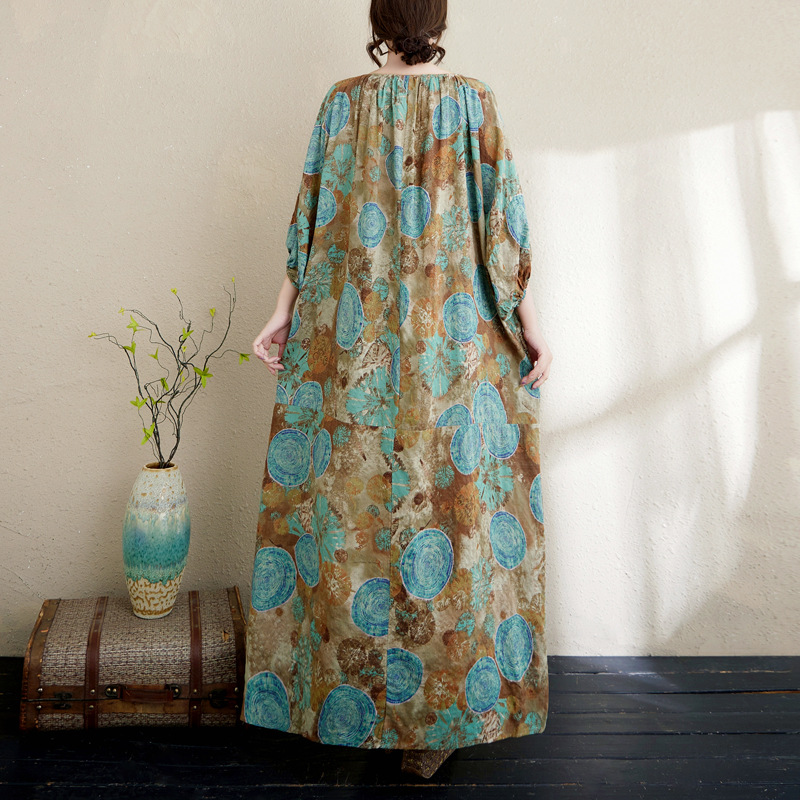 Đầm Boho Họa Tiết Tròn Cổ Điển – Phong Cách Nghệ Thuật Nhật