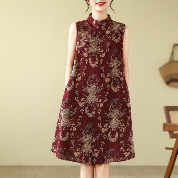 Đầm Ngắn Dáng Chữ A Họa Tiết Màu Đỏ