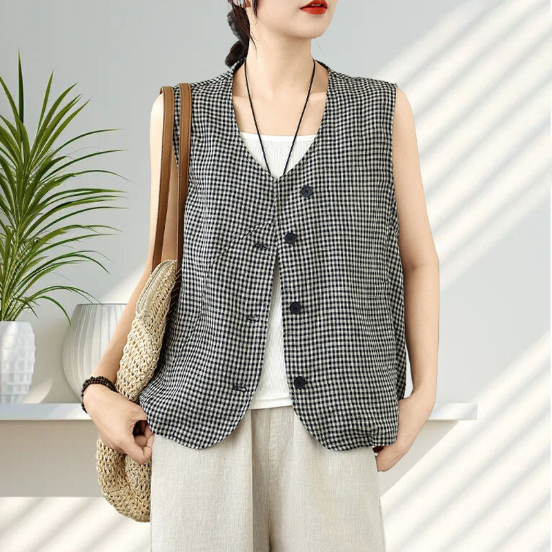 Áo Vest Caro Kiểu Cổ Điển Phong Cách Pháp