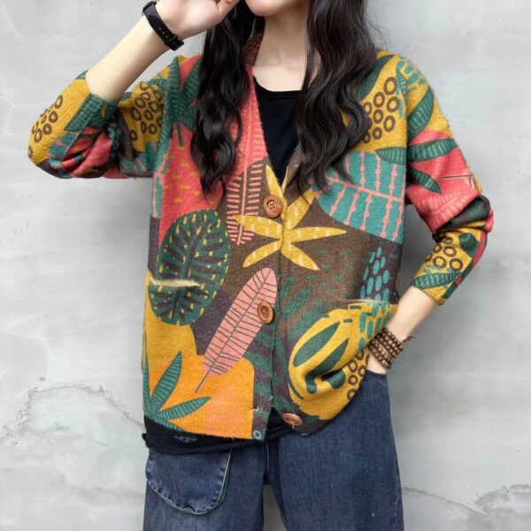 Áo Khoác Cardigan Nhung Chồn Cổ V