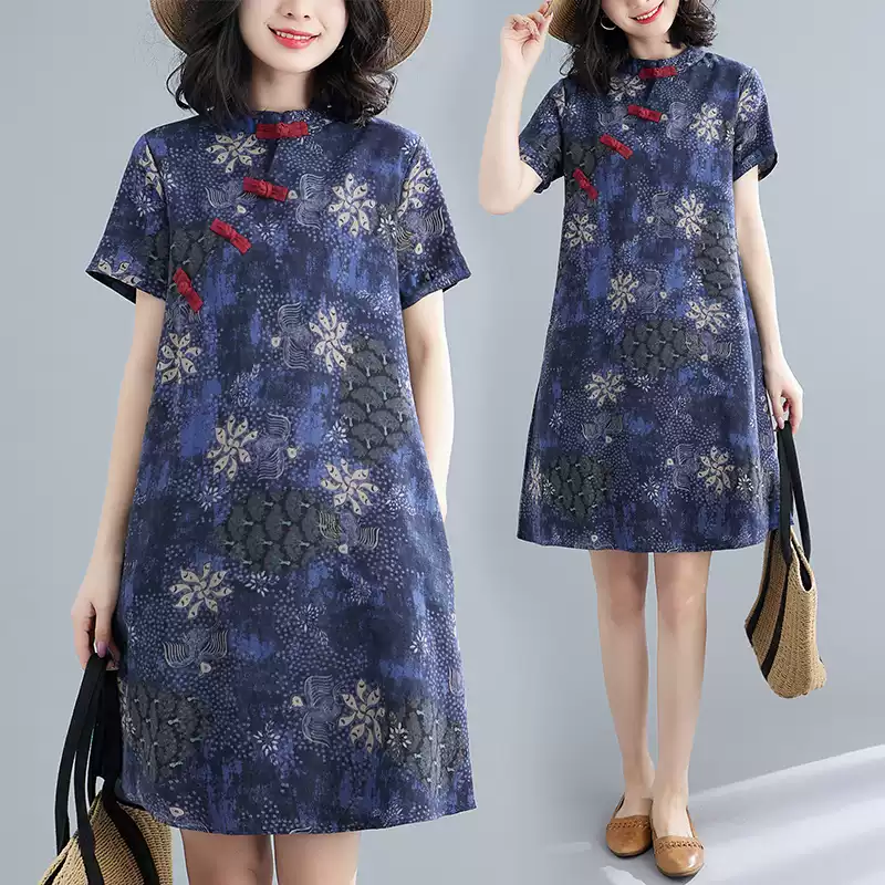 Váy Sườn Xám Cách Tân Họa Tiết In Đẹp – Dáng Rộng Che Khuyết Điểm Hoàn Hảo