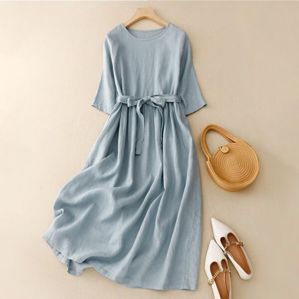 Đầm Xanh Pastel Thắt Eo Mặc Nhẹ Tênh