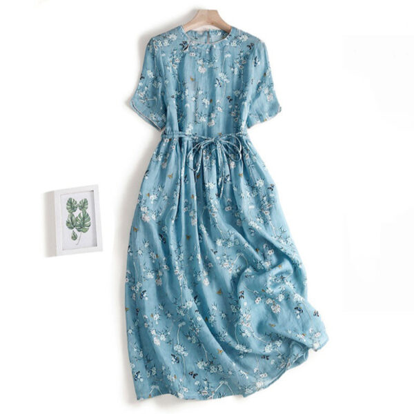 Đầm Blue Pastel Họa Tiết Hoa Tuyết Mai