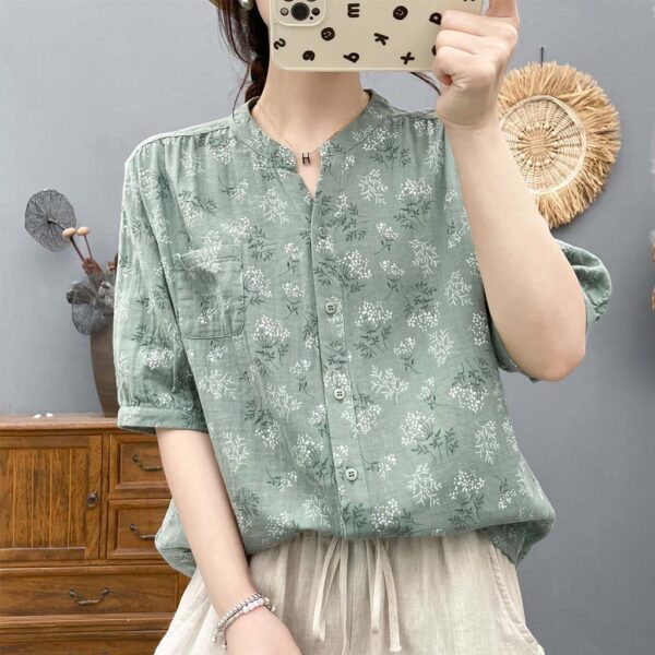 Áo Sơ Mi Cotton Họa Tiết Hoa Tuyết