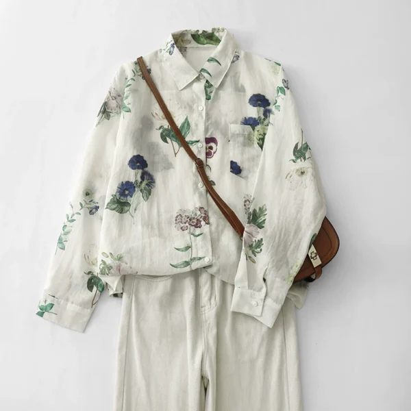 Áo Sơ Mi Hoa Dạ Thảo Vintage Thanh Khiết