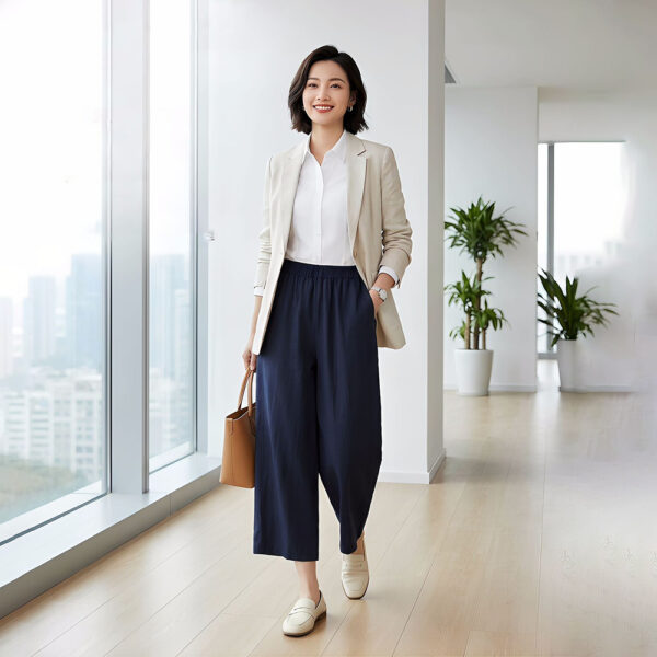 Quần Ống Rộng Lyocell Linen Lenia – Xanh Than