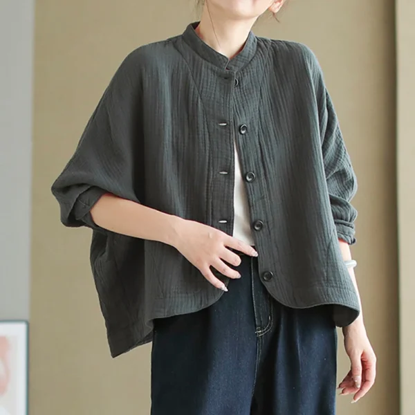 Áo Khoác Cổ Tròn Tay Cánh Dơi