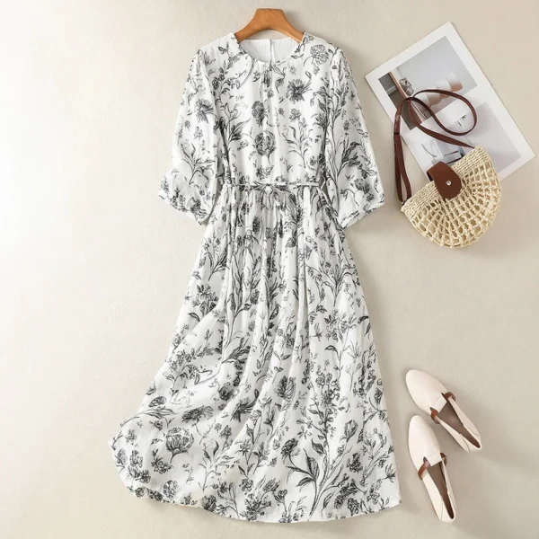 Đầm Linen Dây Rút Hoa Bản Thảo