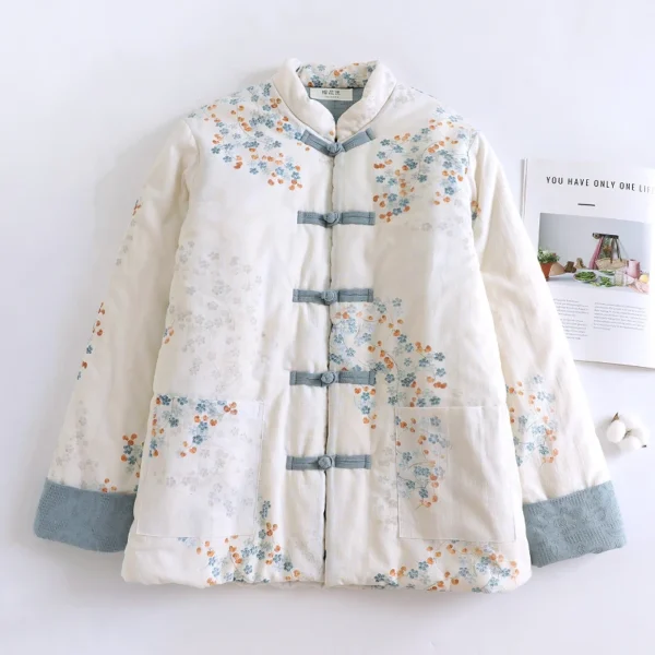 Áo Khoác Chần Bông Hoa Tuyết Xanh Pastel