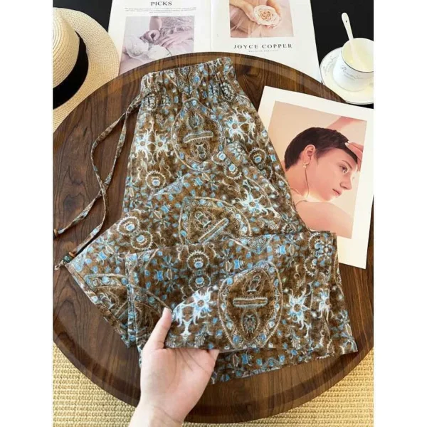 Quần Dài Họa Tiết Paisley Cổ Điển – Nâu Xanh