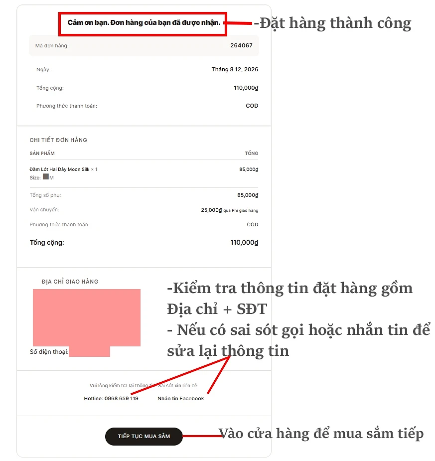 Hoàn tất đặt hàng